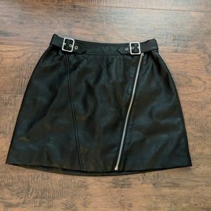 Back leather mini high waisted skirt
